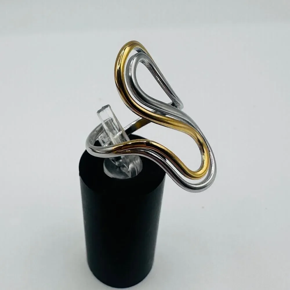 Two-Tone Abstract Ring-18K Gold & Silver-Adjustable